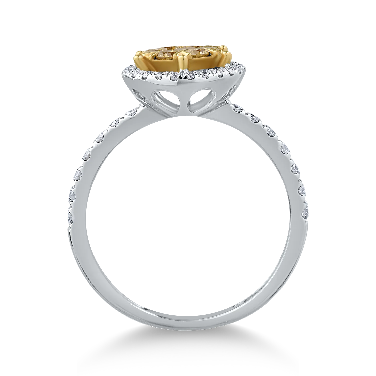 18K white gold ring with 0.32ct yellow diamonds and 0.31ct clear diamonds