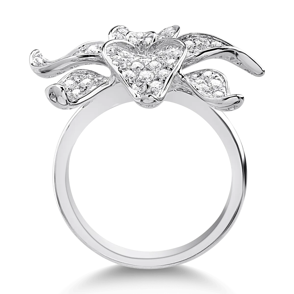 18K white gold flower ring with diamonds of 1.3ct