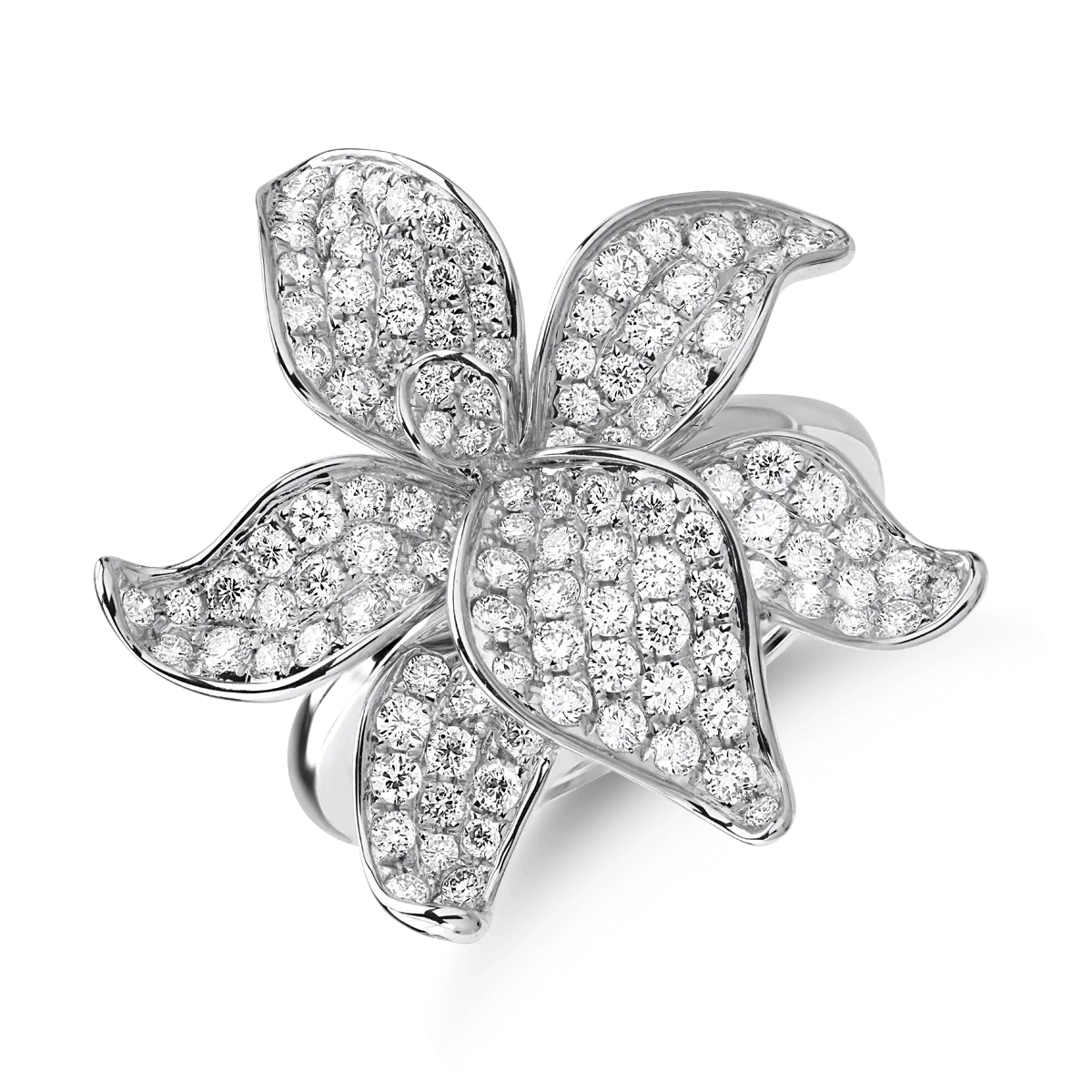 Inel floare din aur alb de 18K cu diamante de 1.3ct-107144