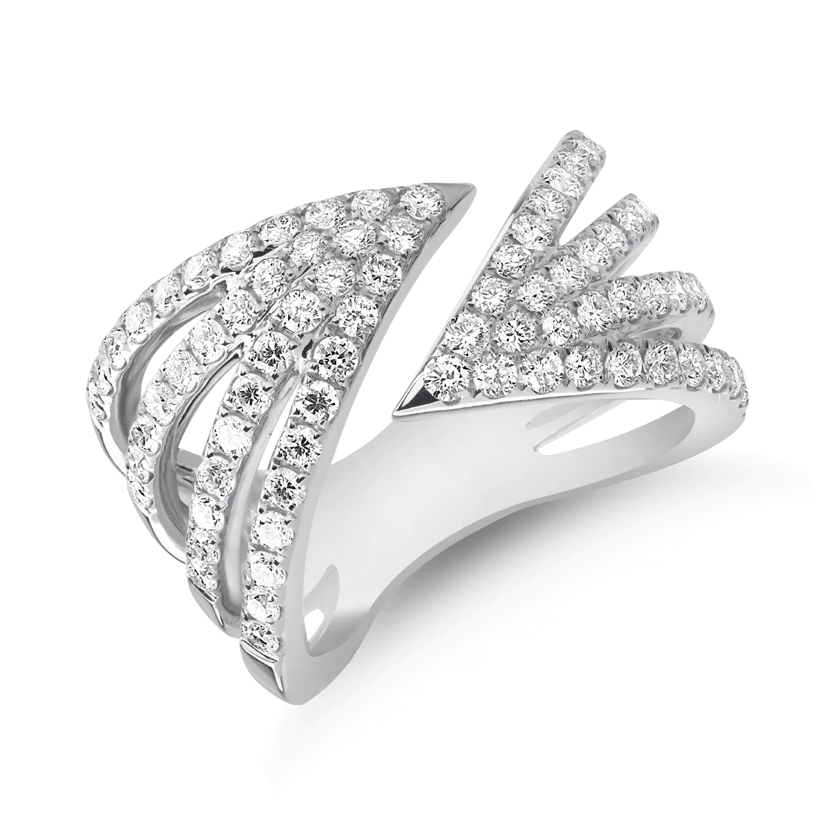 18K white gold ring with diamonds of 1.55ct