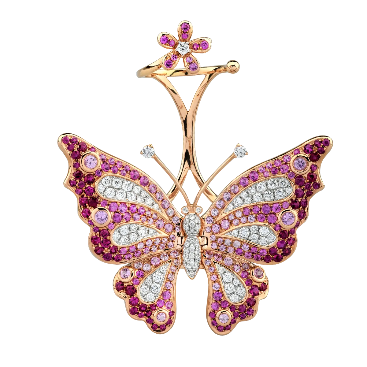 Пръстен от розово злато със скъпоценни камъни 3.9ct