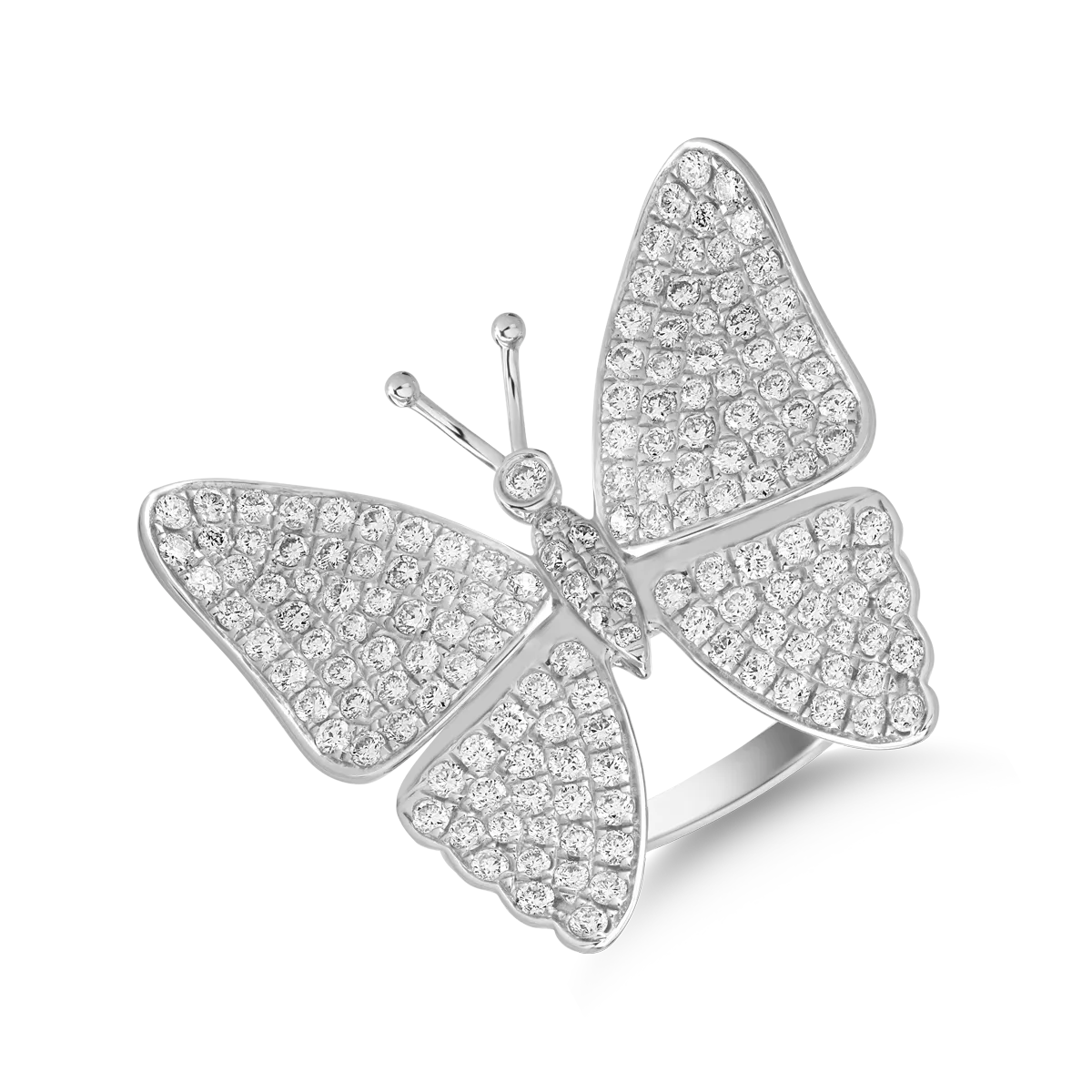 Inel cu fluture din aur alb de 18K cu diamante de 1.4ct