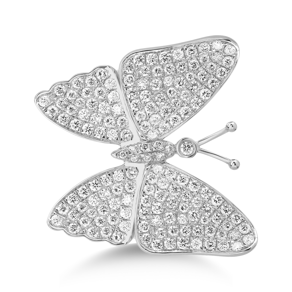 Пръстен с пеперуда от 18K бяло злато с 1,4 карата диаманти