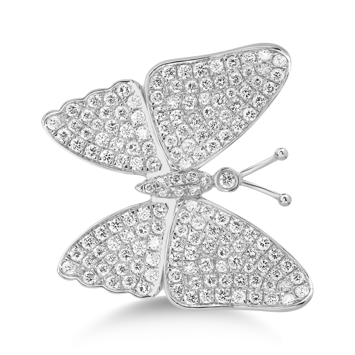 Inel cu fluture din aur alb de 18K cu diamante de 1.4ct