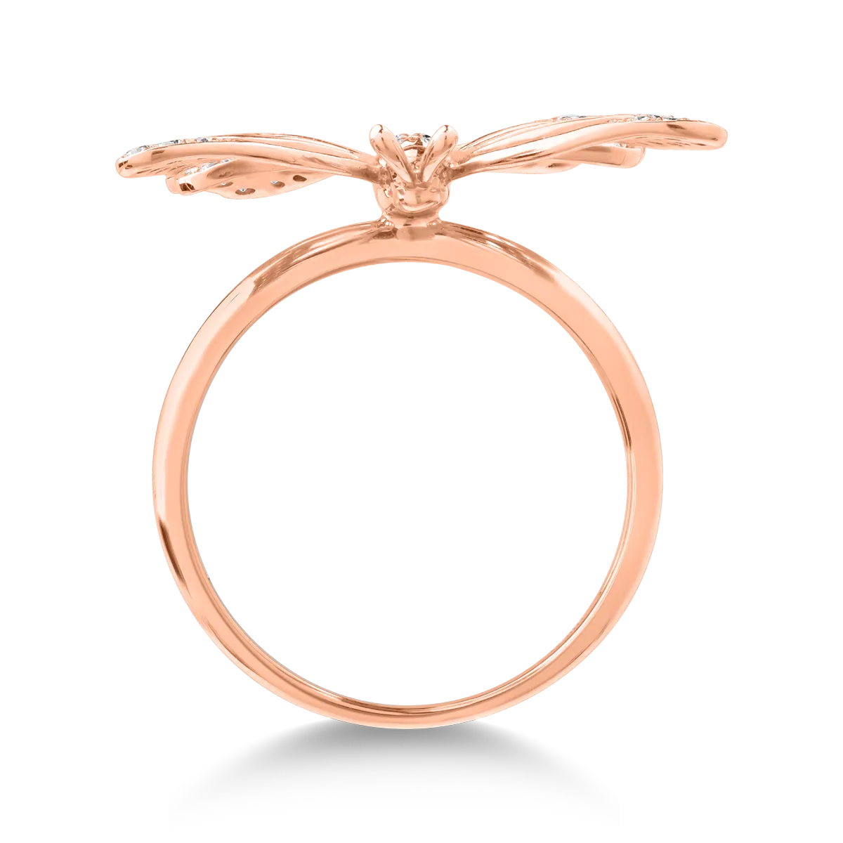 Inel cu fluture din aur roz de 18K cu diamante de 0.55ct