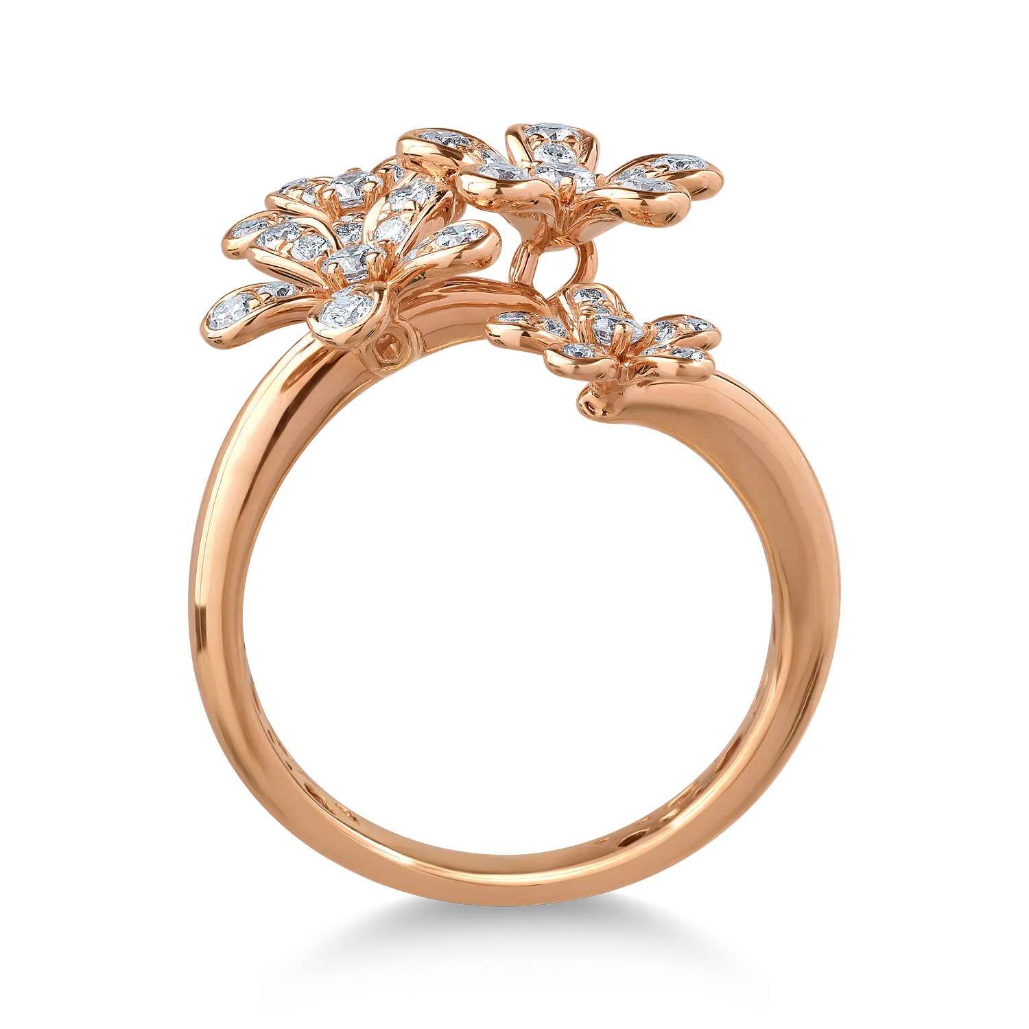 18K rózsaszín arany gyűrű 0.67ct gyémántokkal