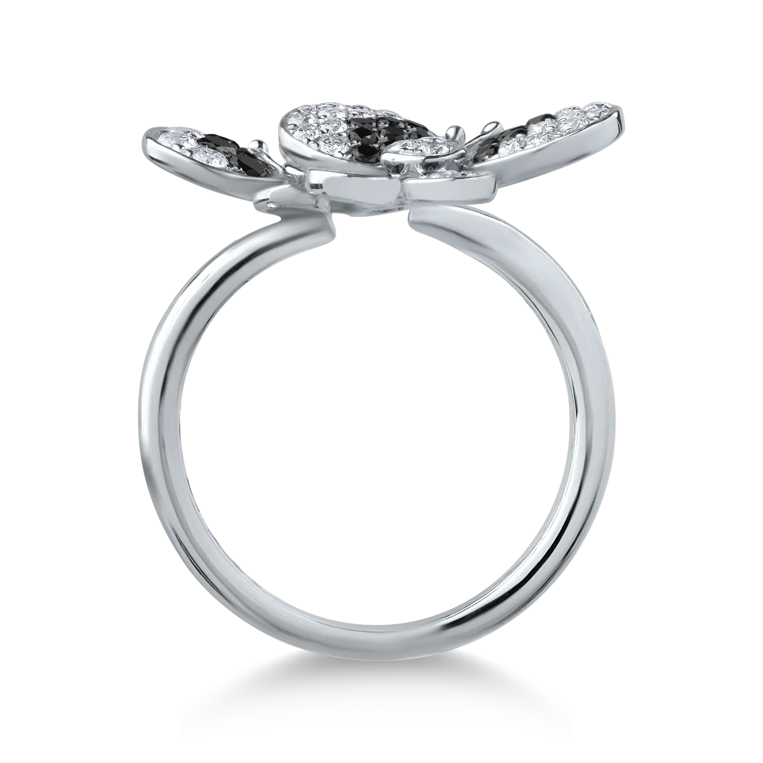 Inel din aur alb de 18K cu diamante negre de 0.43ct si diamante transparente de 0.47ct