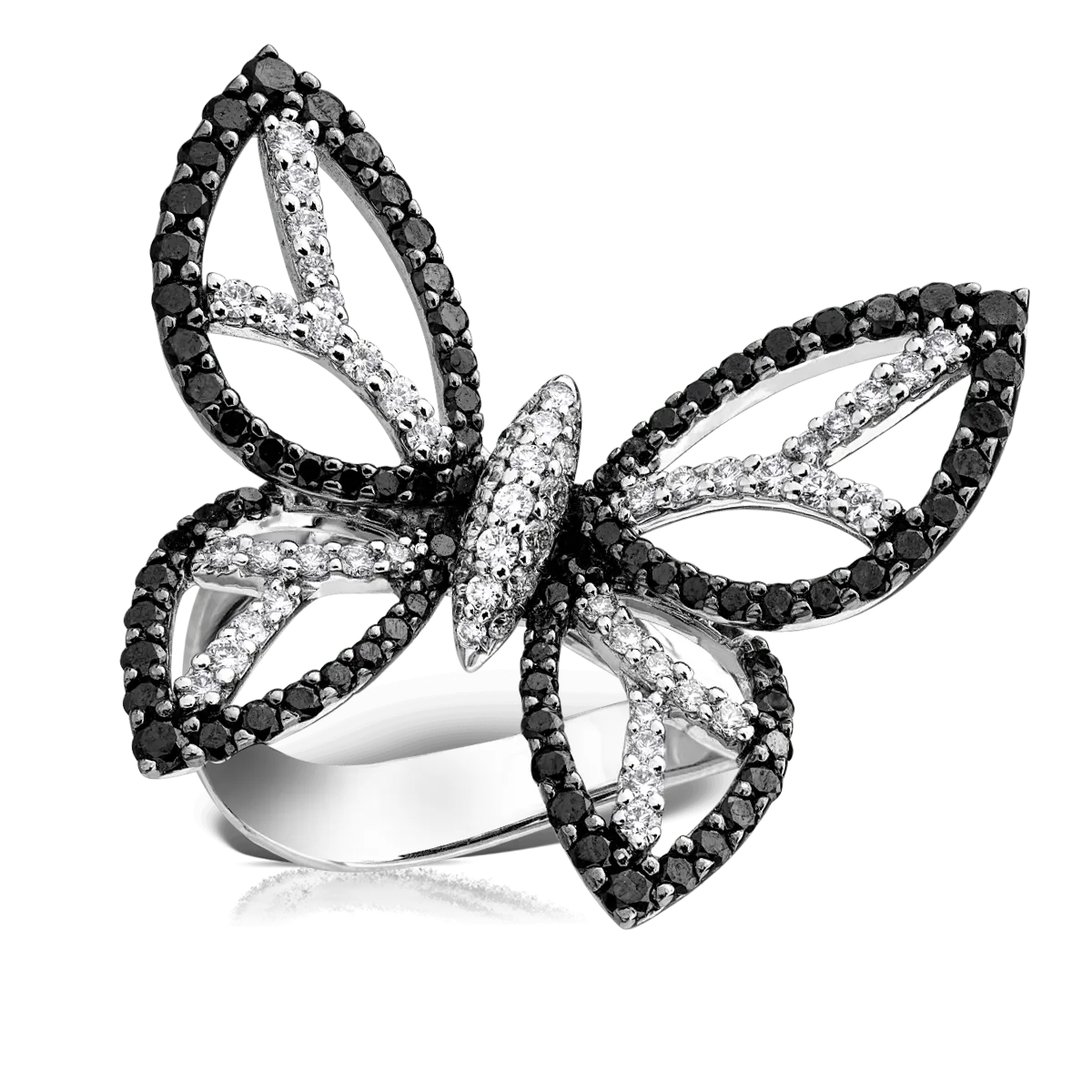 Teilor Inel din aur alb cu diamante negre de 1.31ct si diamante de 0.62ct