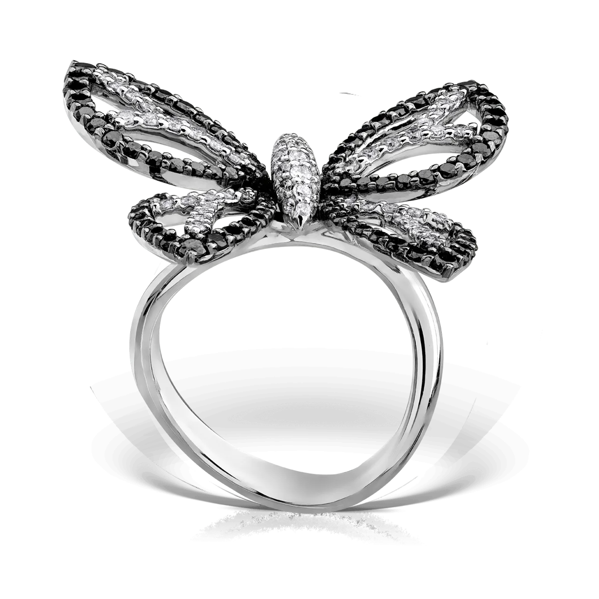 Inel din aur alb de 18K cu diamante negre de 1.31ct si diamante de 0.62ct