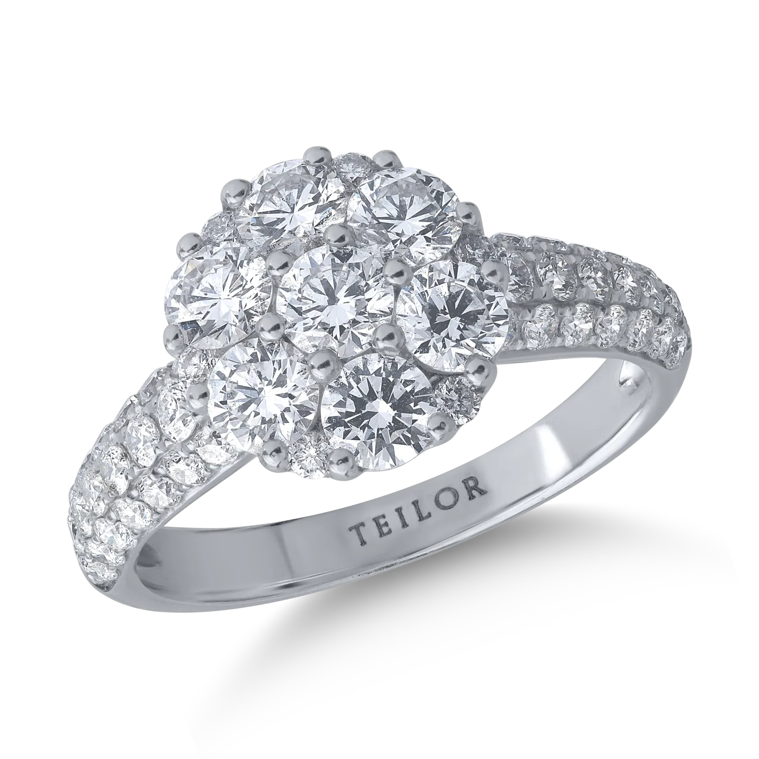 18K fehérarany gyűrű 1.86ct gyémántokkal