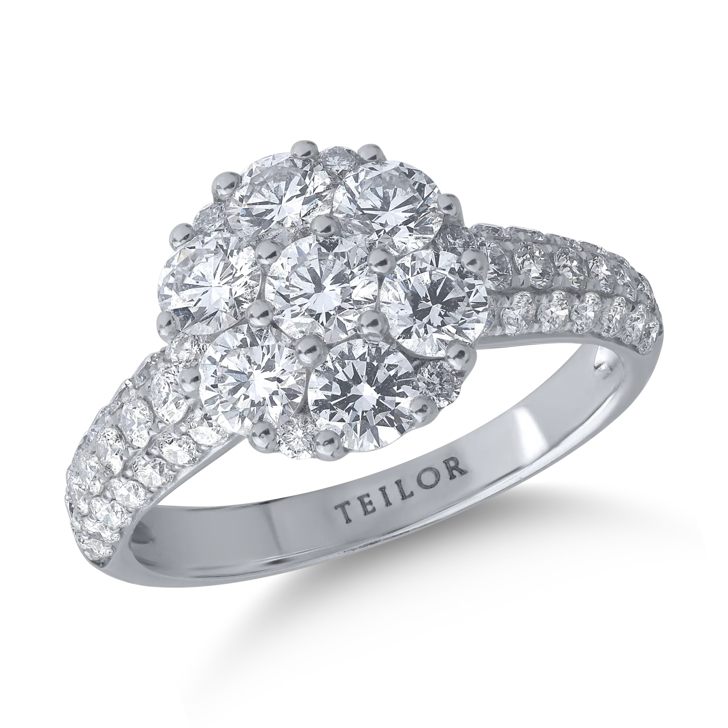 18K white gold ring with 1.86ct diamonds