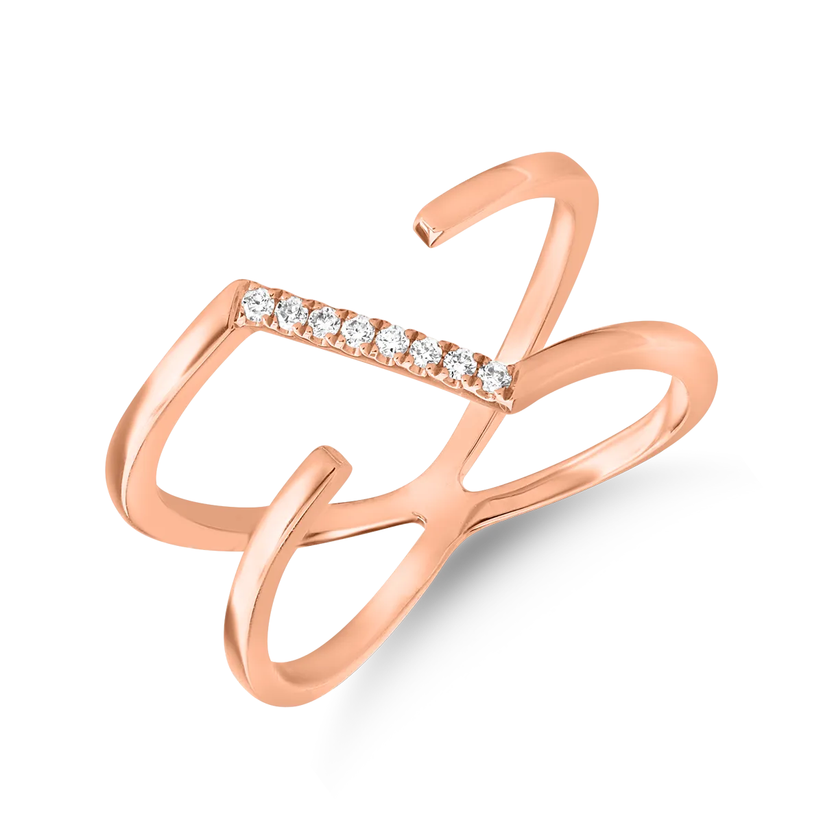 18K rose gold ring with 0.05ct diamonds