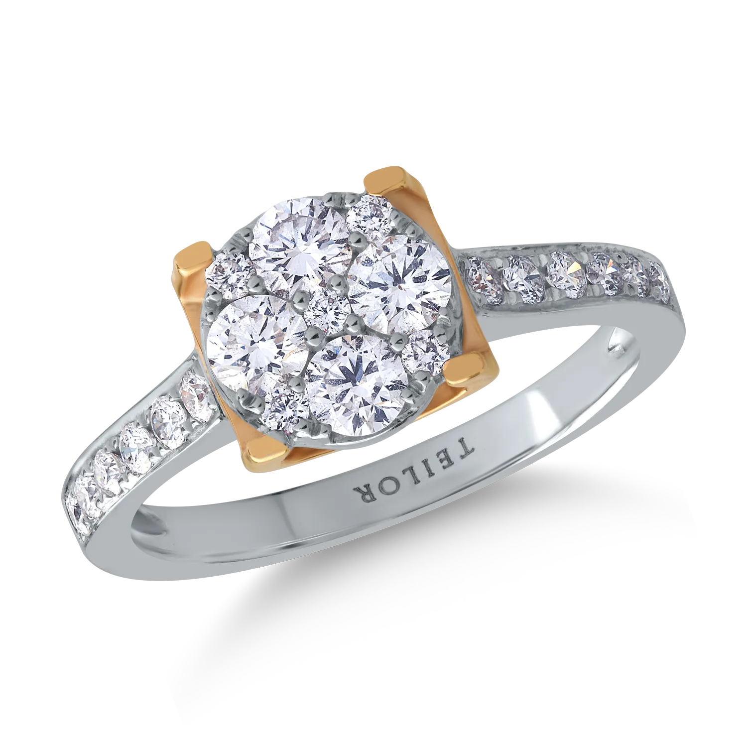 Teilor Inel din aur alb cu diamante de 0.26ct