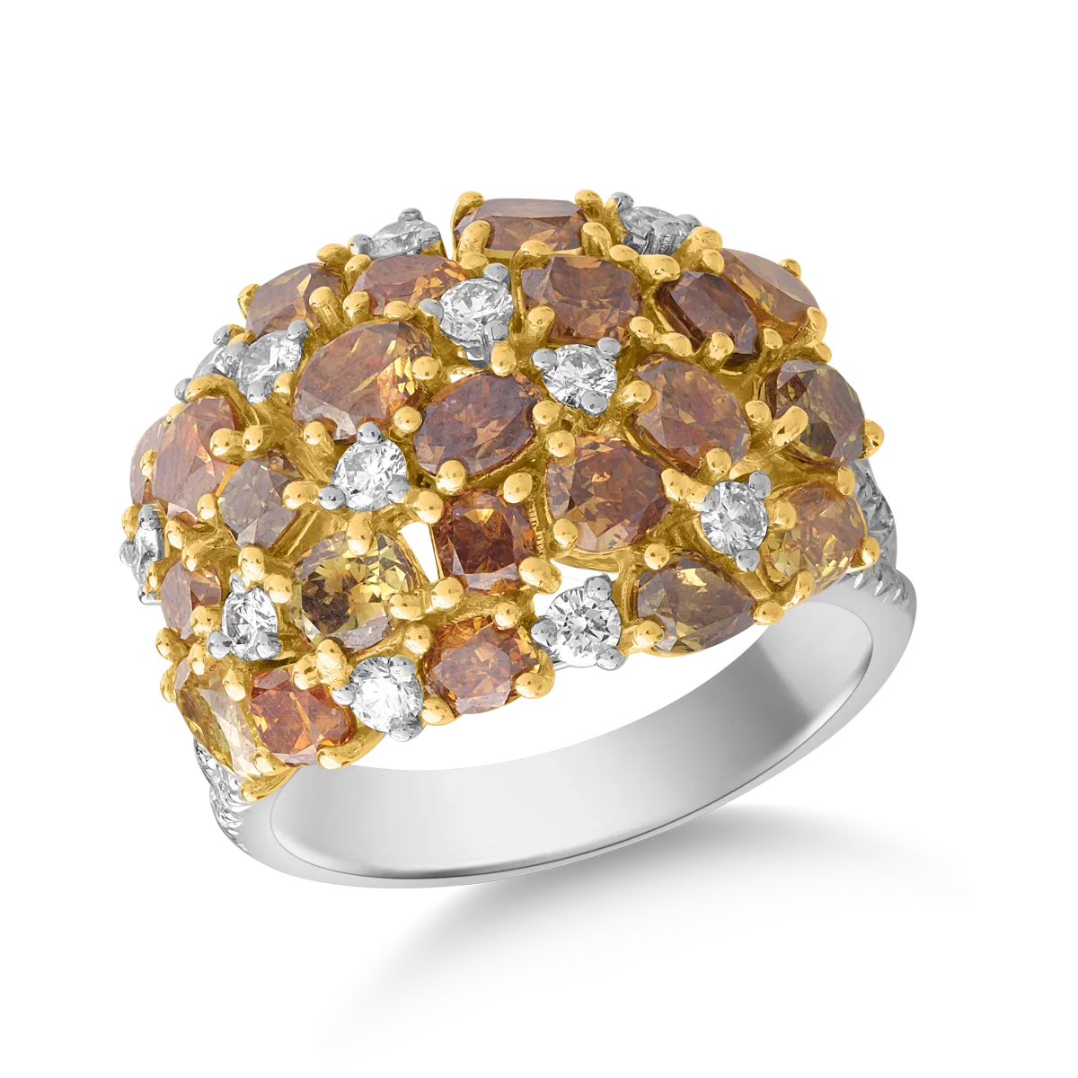 Inel din aur alb de 18K cu fancy diamonds de 4.26 si diamante transparente de 0.65ct