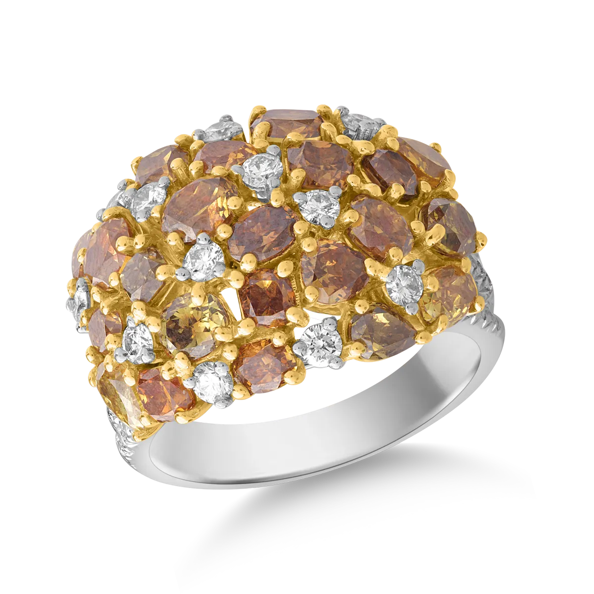 Teilor Inel din aur alb cu fancy diamonds de 4.26 si diamante transparente de 0.65ct