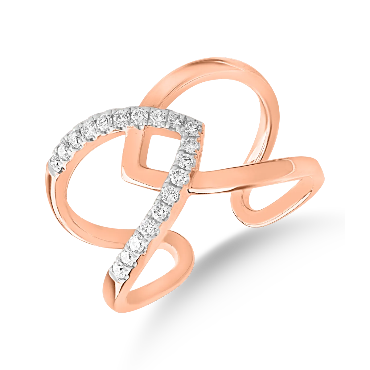 18K rose gold ring with 0.2ct diamonds