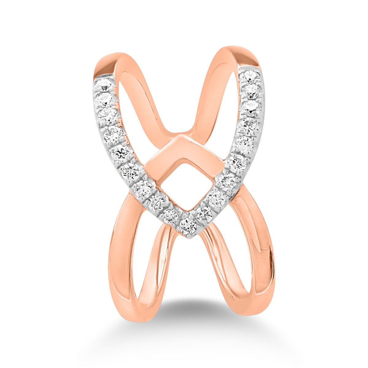18K rose gold ring with 0.2ct diamonds