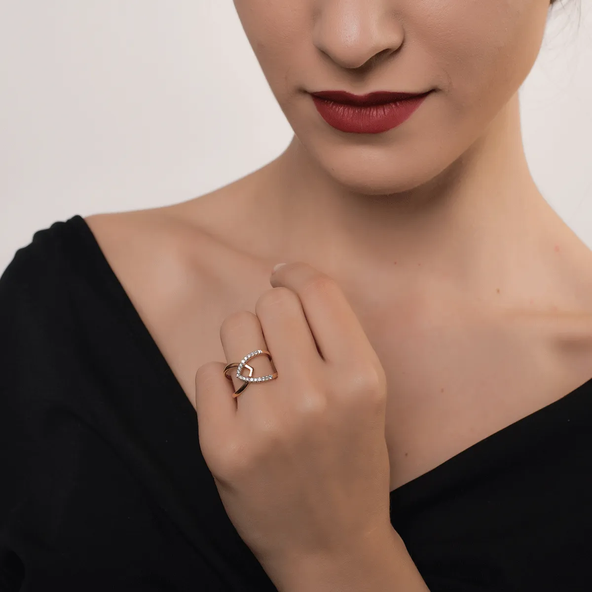 18K rose gold ring with 0.2ct diamonds