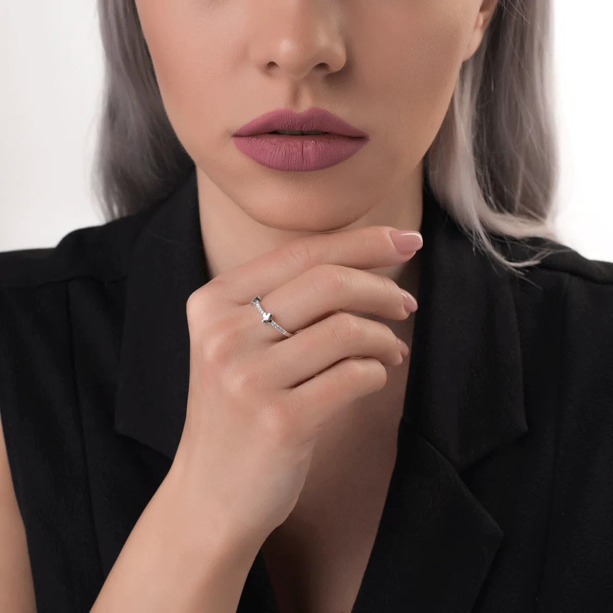 Inel din aur alb de 18K cu diamante de 0.115ct