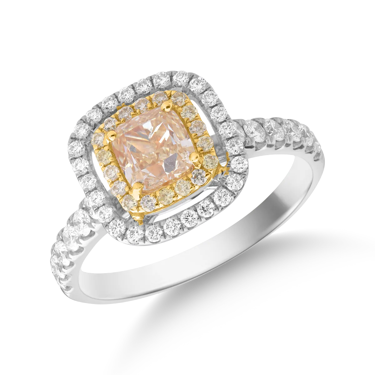 18K white gold ring with 1.12ct fancy diamonds and 0.34ct diamonds