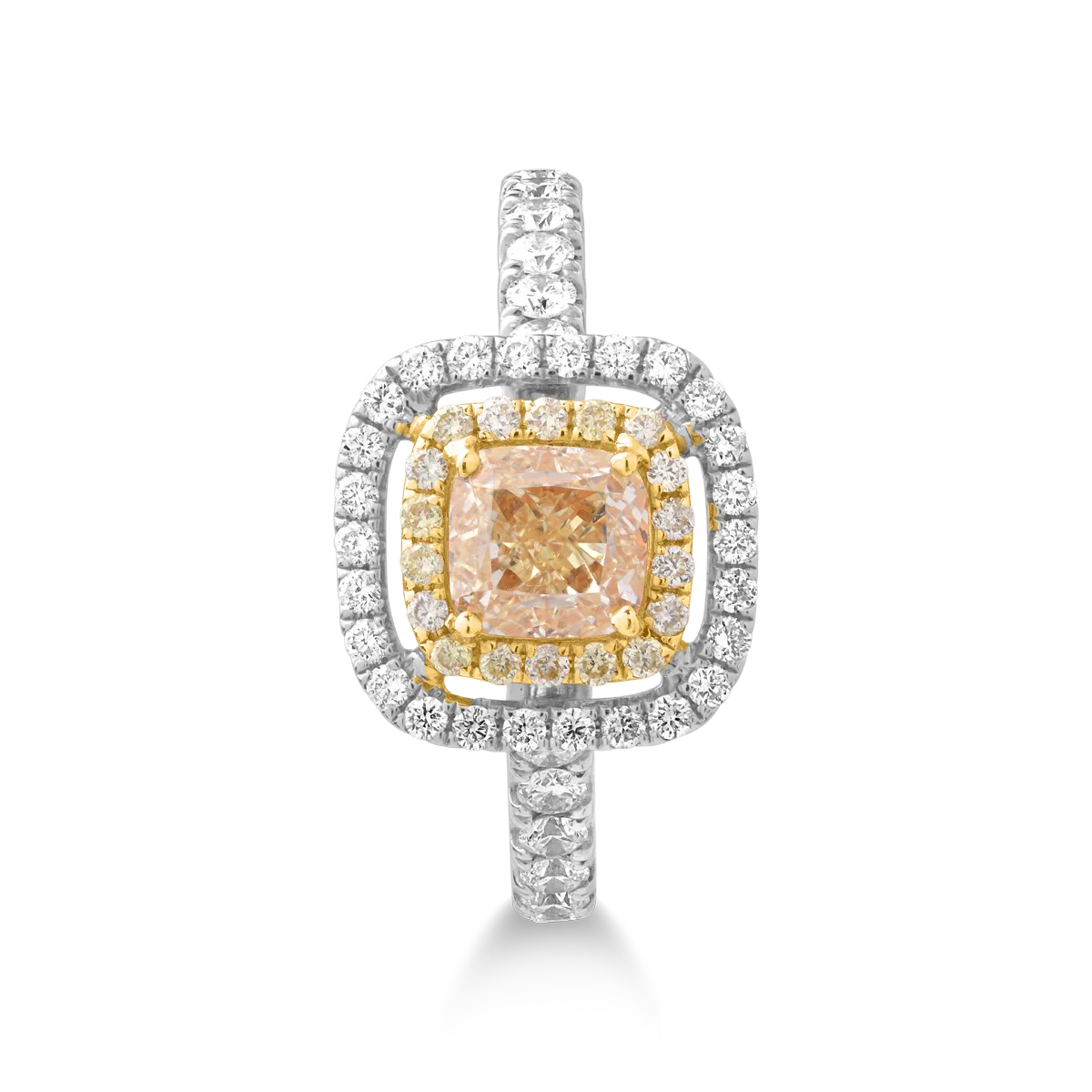 18K white gold ring with 1.12ct fancy diamonds and 0.34ct diamonds