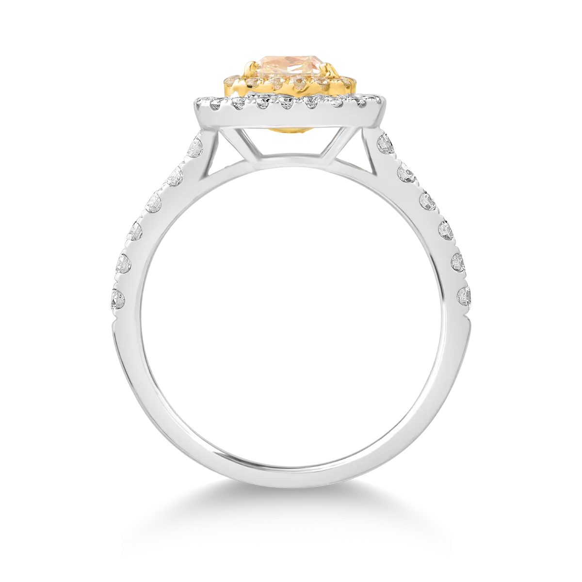 Inel din aur alb de 18K cu fancy diamonds de 1.12ct si diamante de 0.34ct