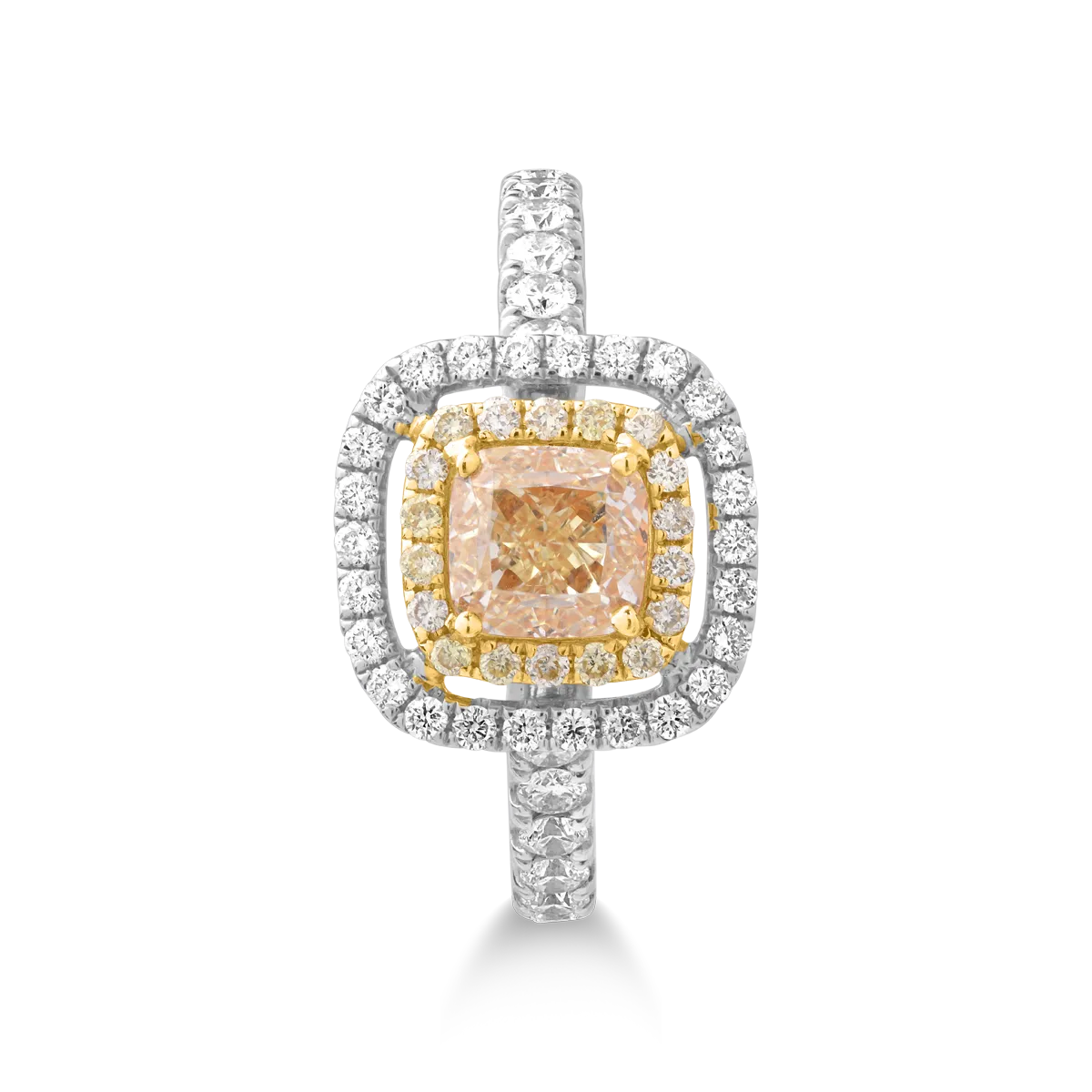 Inel din aur alb de 18K cu fancy diamonds de 1.12ct si diamante de 0.34ct