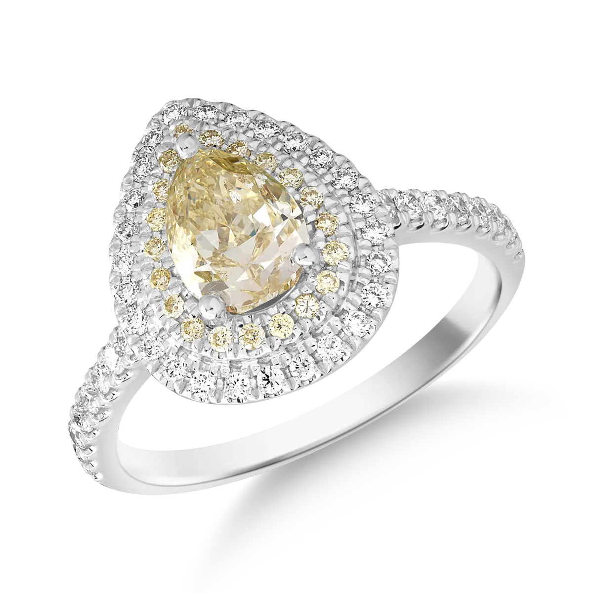 18k fehér arany gyűrű, divatos gyémántok 1.12ct és gyémánt 0.33ct