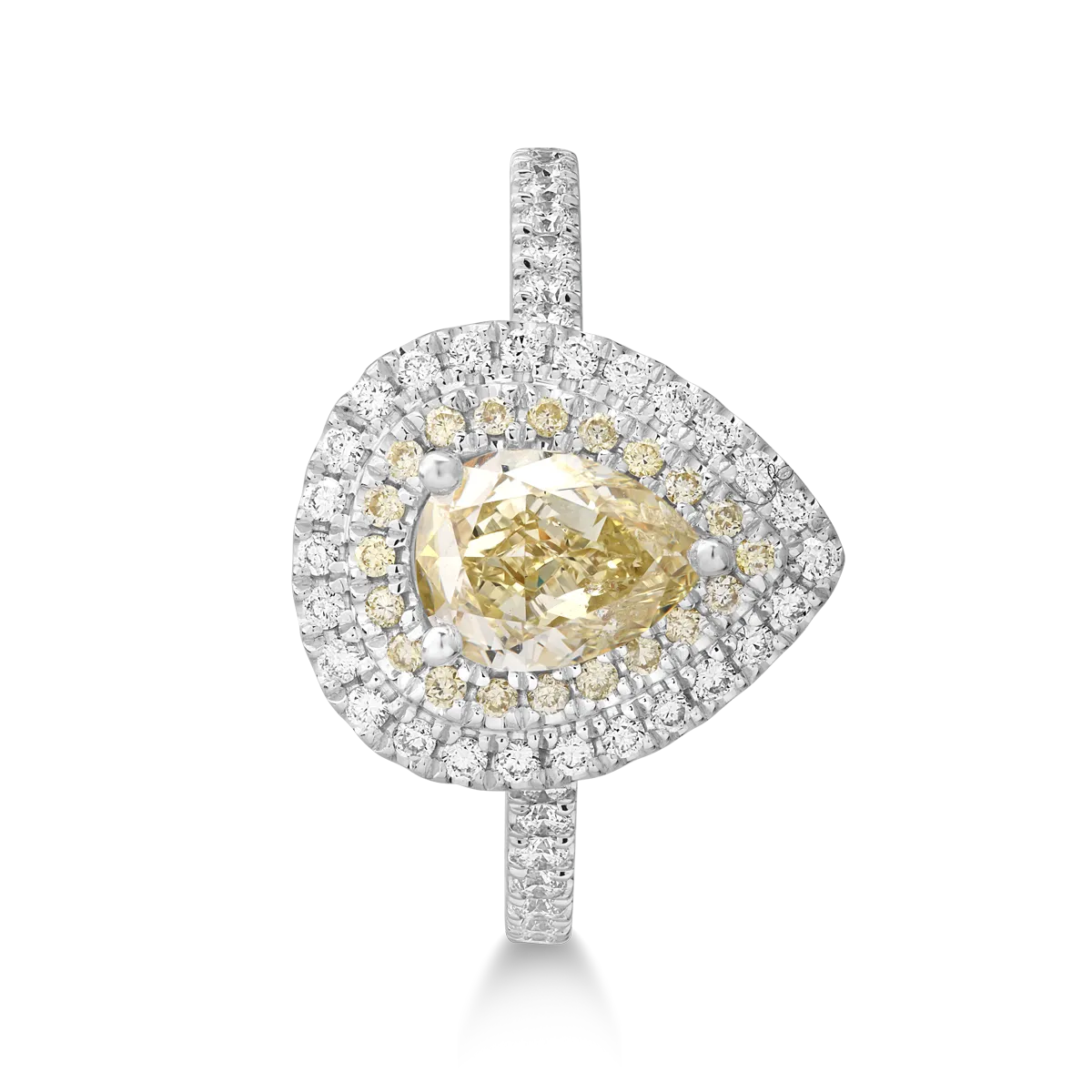 18K white gold ring with fancy diamonds of 1.12ct and diamonds of 0.33ct