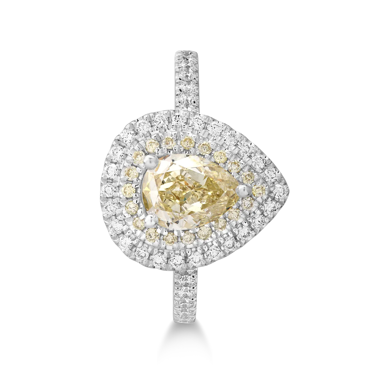 Inel din aur alb de 18K cu fancy diamond de 1.12ct si diamante transparente de 0.33ct