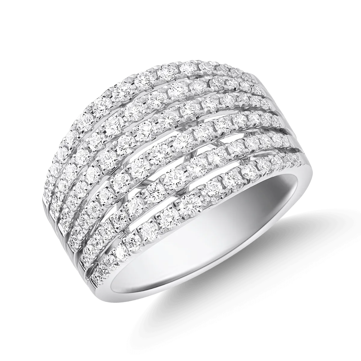 Inel din aur alb de 18K cu diamante de 1.455ct