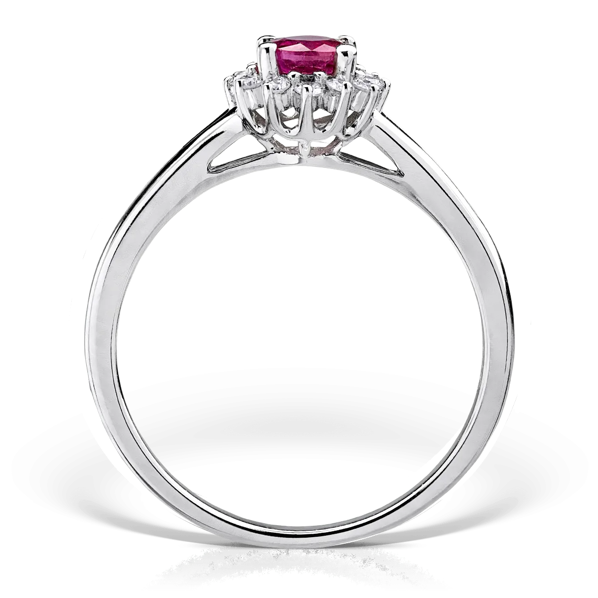 18K fehérarany gyűrű 0.45ct rubinnal és 0.12ct gyémánttal