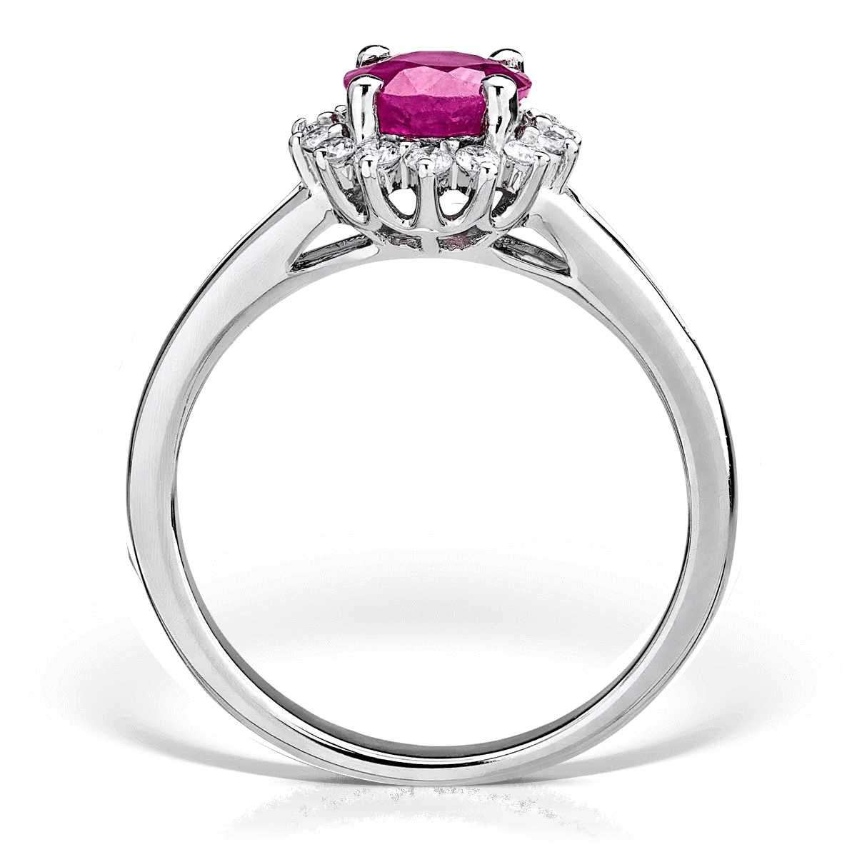 18K white gold ring with 1.1ct ruby and 0.17ct diamonds