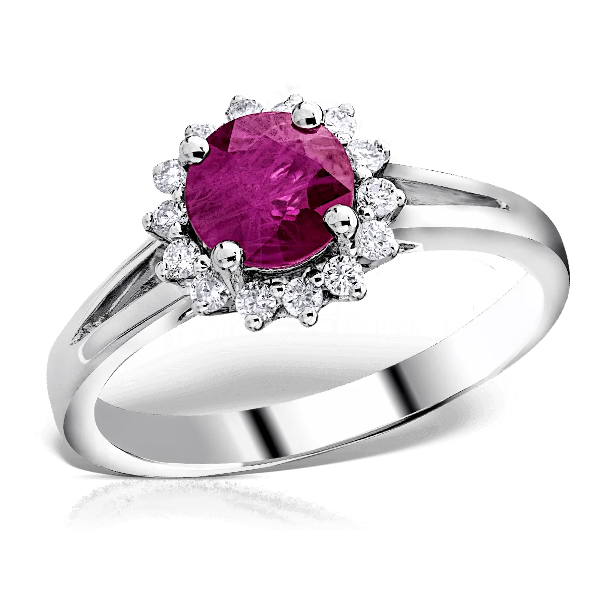 Teilor Inel din aur alb cu rubin de 1.1ct si diamante de 0.17ct
