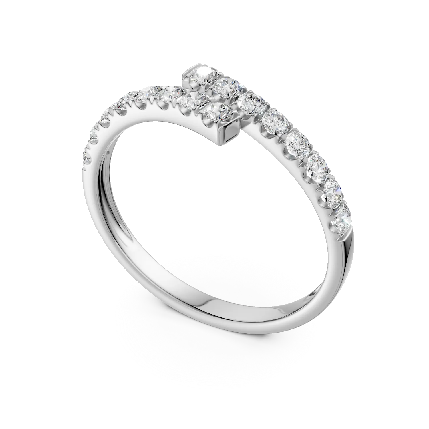 Inel din aur alb de 14K cu diamante de 0.34ct