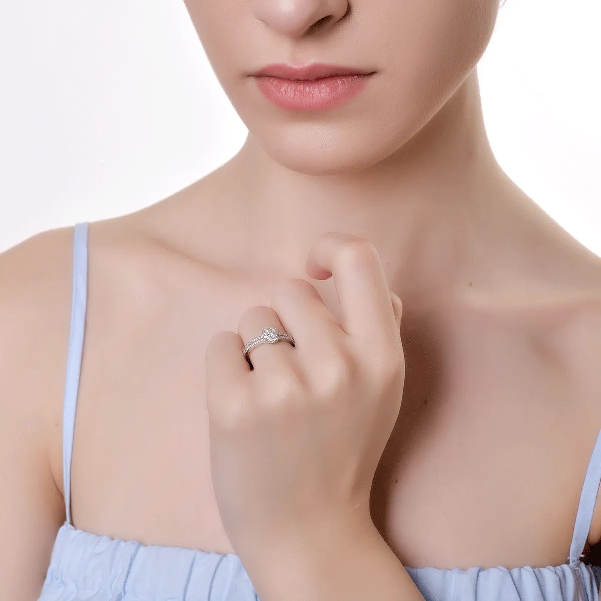 14K white gold ring with diamonds of 0.316ct