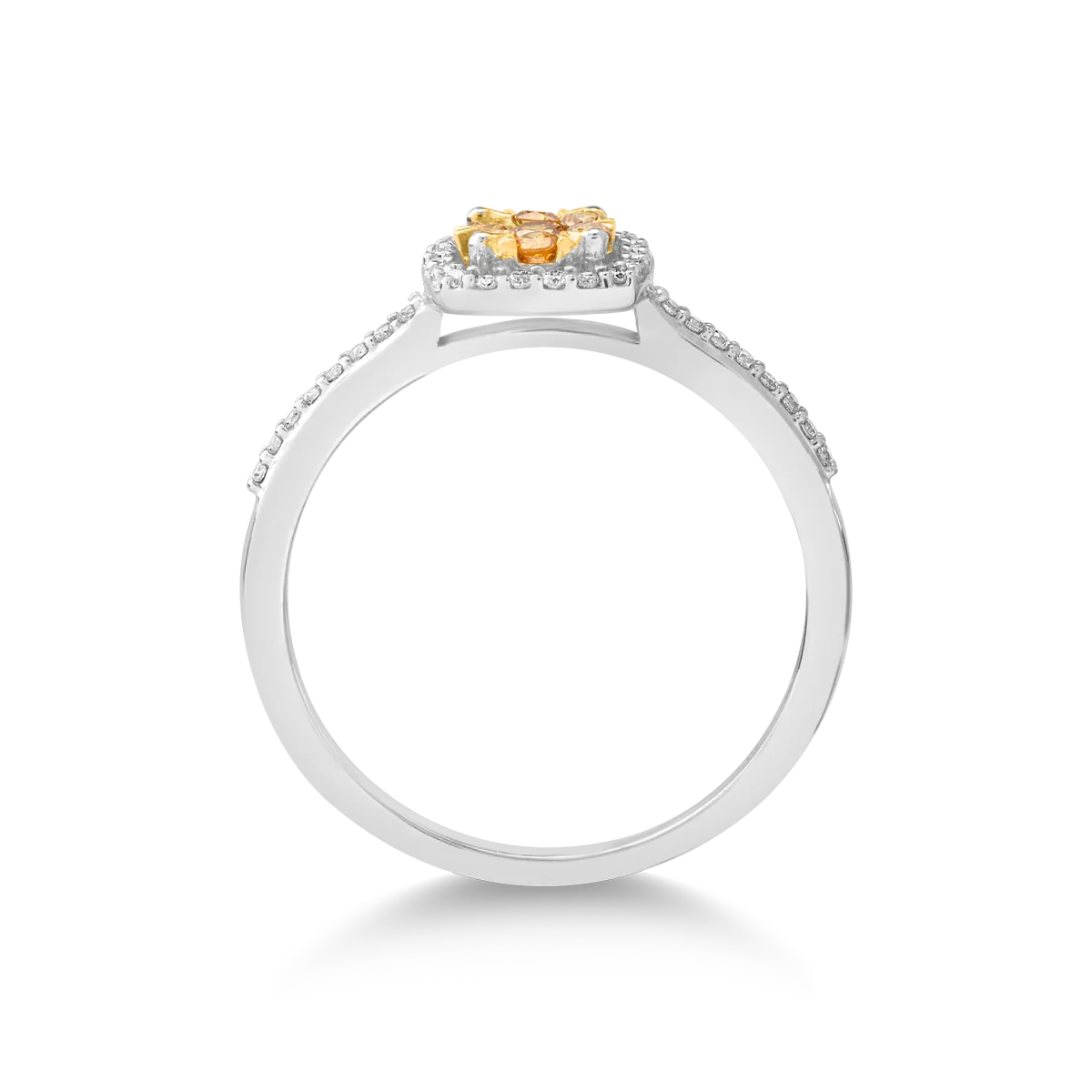 14K white-yellow gold ring with 0.161ct fancy diamonds and 0.128ct diamonds