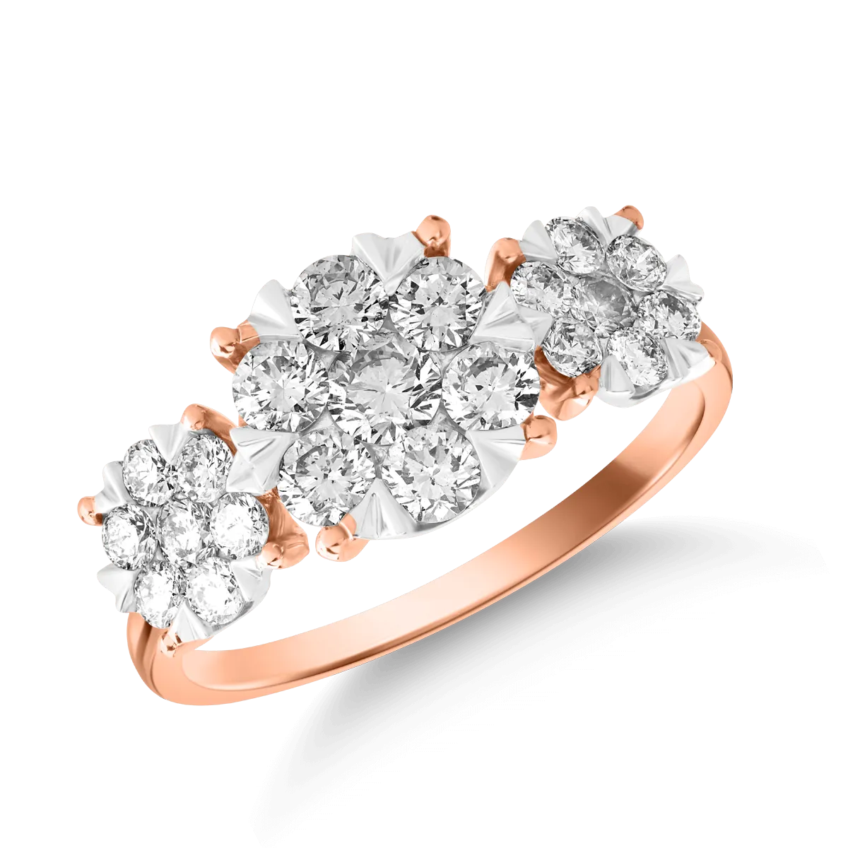 18K rose gold ring with 1ct diamonds