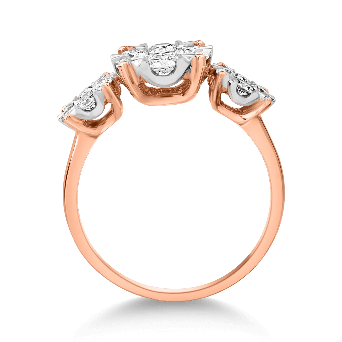 18K rose gold ring with 1ct diamonds