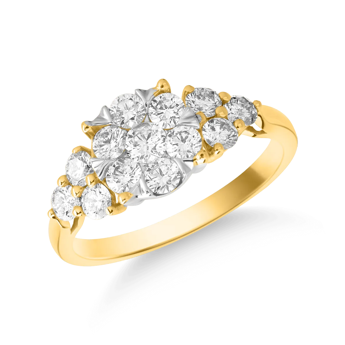 18K yellow gold ring with 1ct diamonds