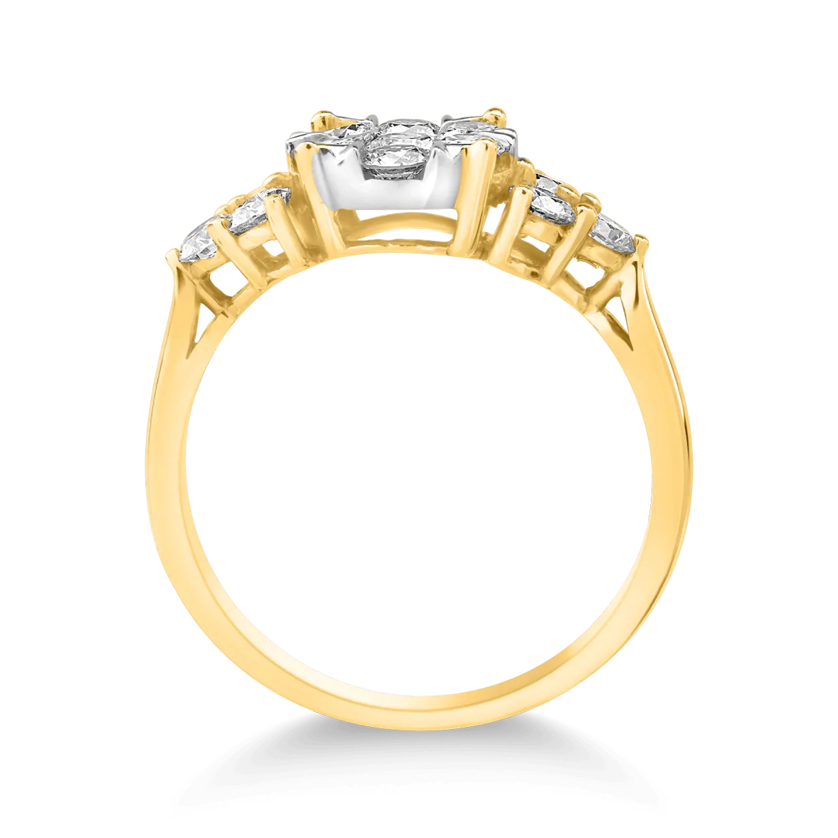 18K yellow gold ring with 1ct diamonds