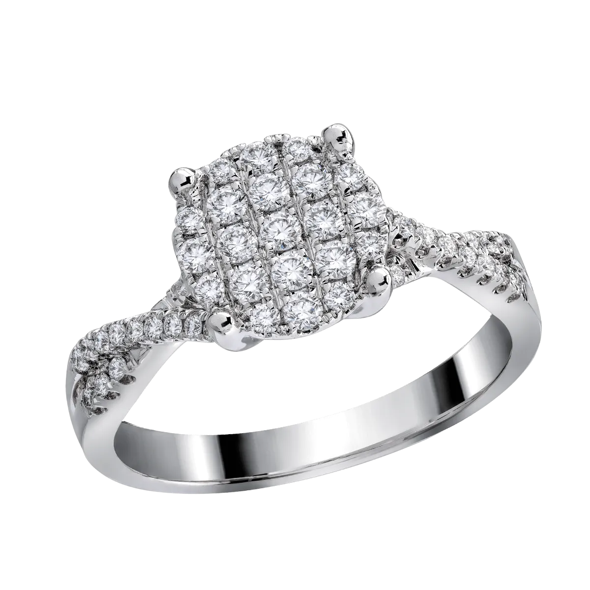 Inel din aur alb de 18K cu diamante de 0.41ct