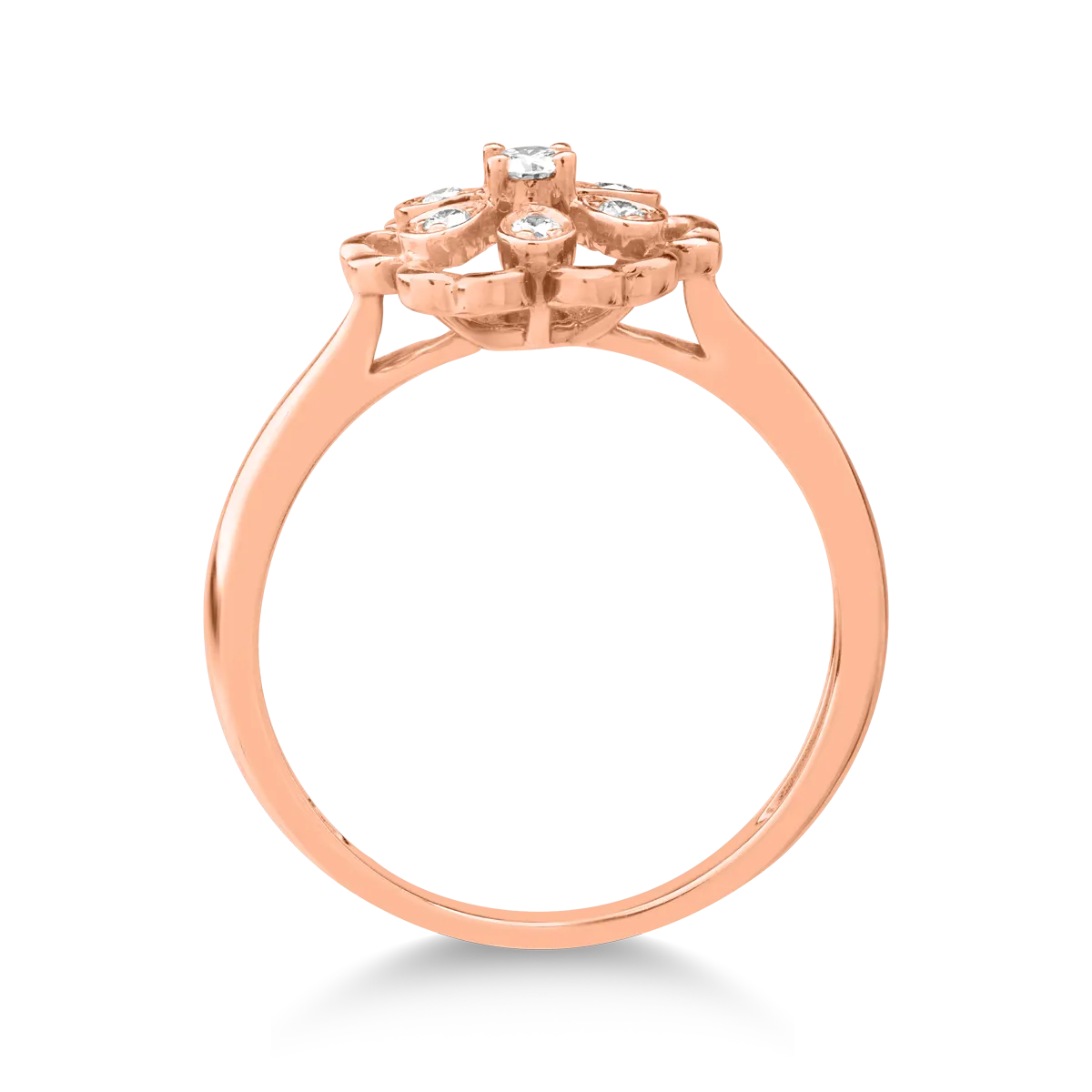 Пръстен от розово злато 18K с диаманти 0.11ct