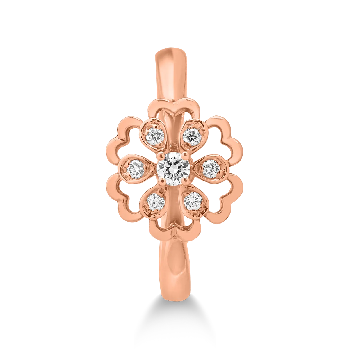 Пръстен от розово злато 18K с диаманти 0.11ct
