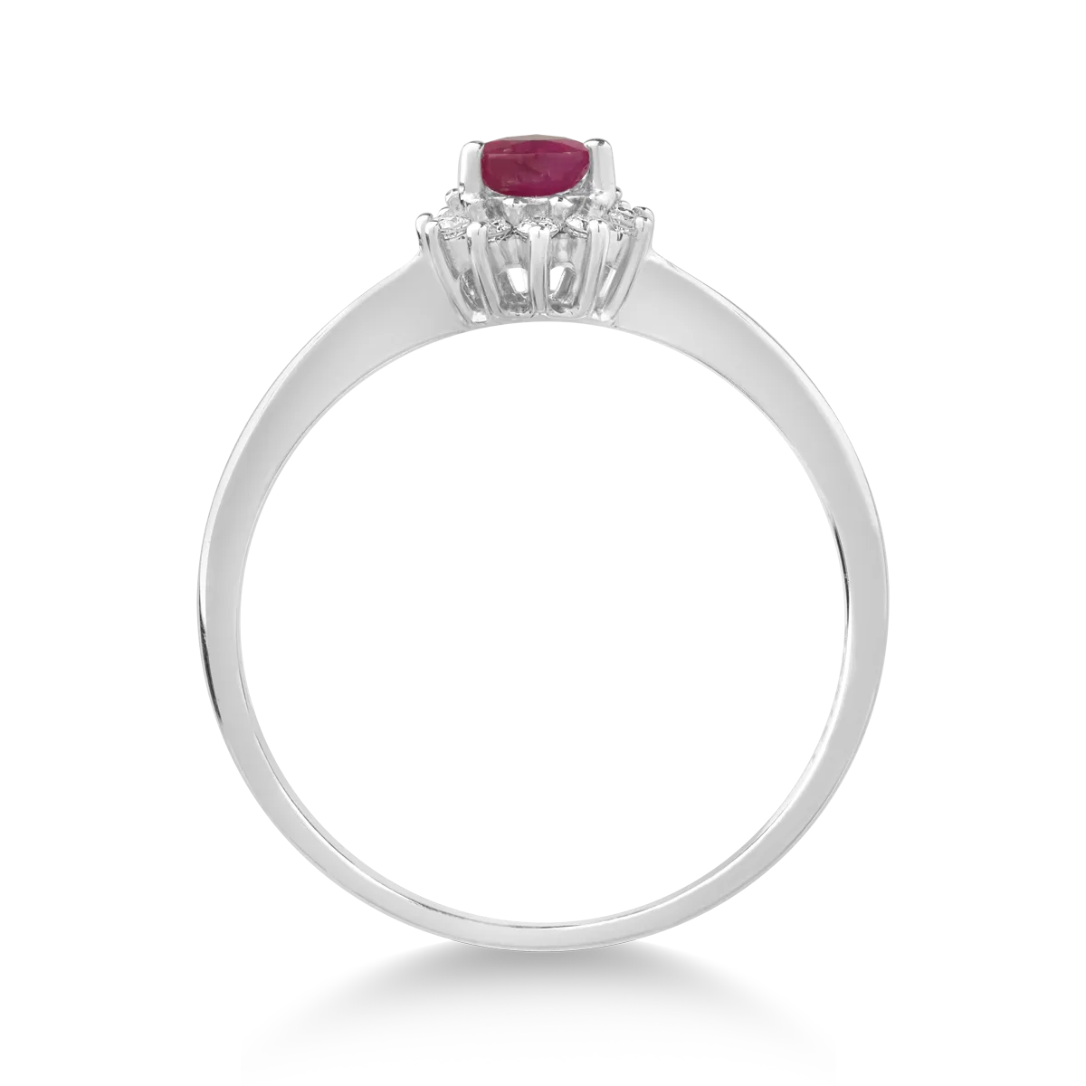 18K white gold ring with 0.282ct ruby and 0.085ct diamonds