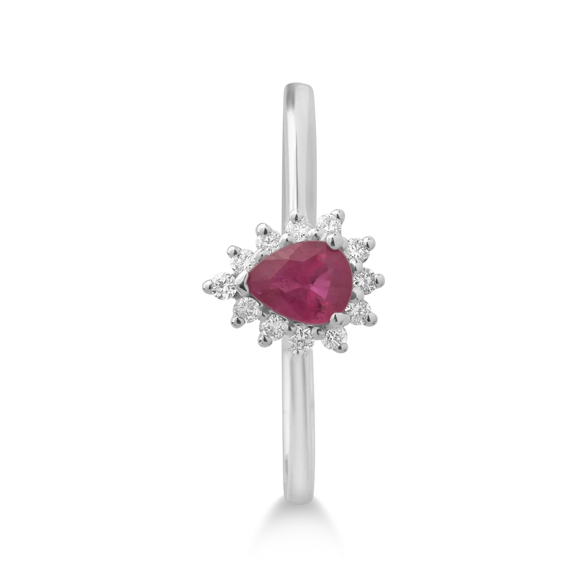 18K white gold ring with 0.282ct ruby and 0.085ct diamonds