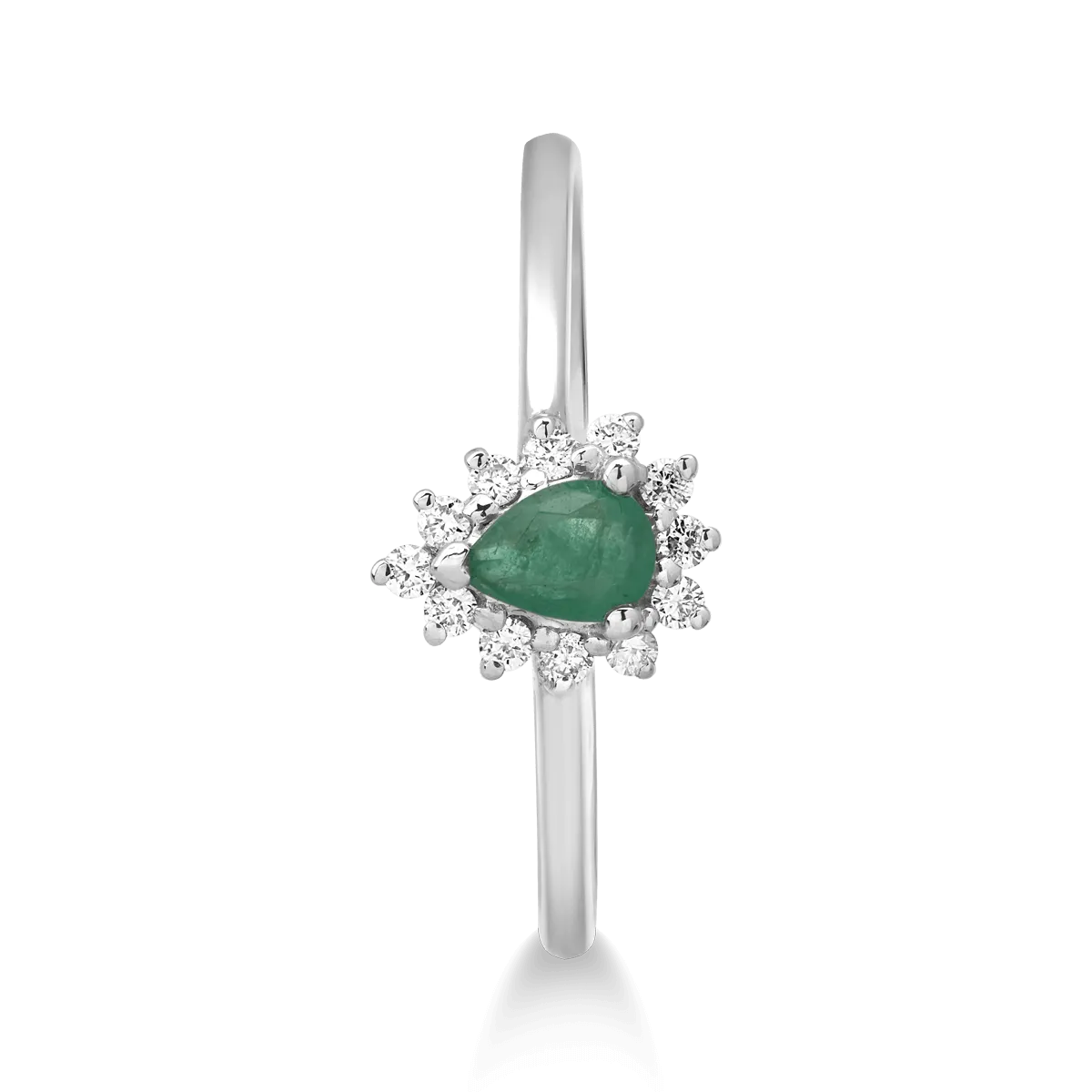 18K white gold ring with 0.144ct emerald and 0.083ct diamonds