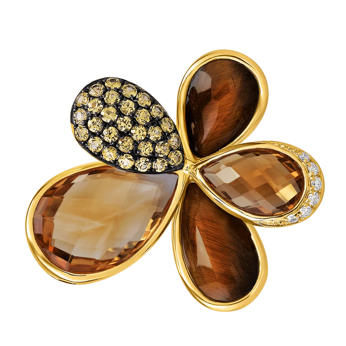 18K yellow gold ring with 21.39ct precious and semiprecious stones