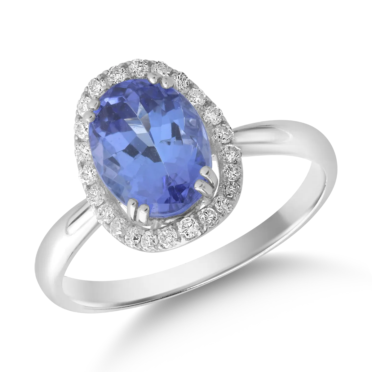 Teilor Inel din aur alb cu tanzanit oval de 2.2ct si diamante de 0.2ct