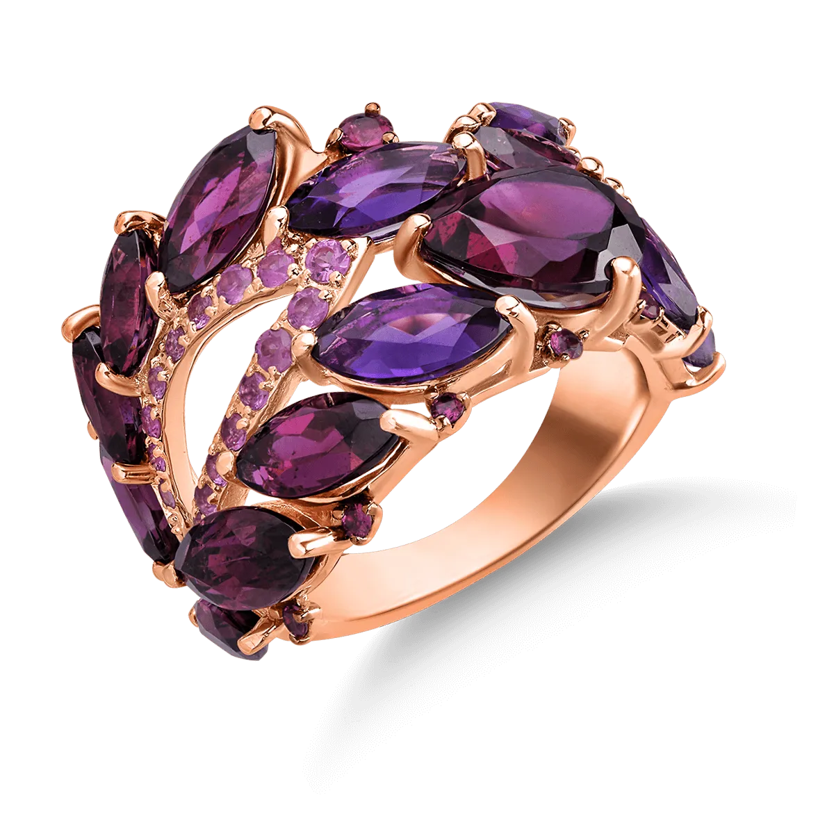 18K rose gold ring with 10.54ct precious and semi-precious stones